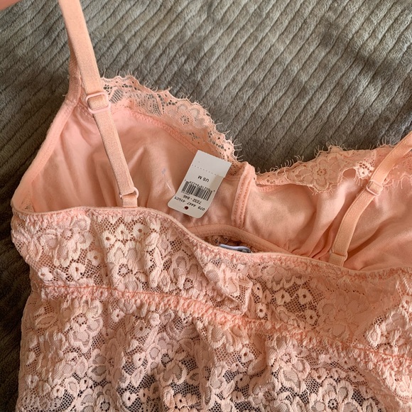 Aerie romantic lace longline bralette, peach NWT - Picture 4 of 5